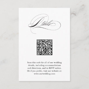 Moderne elegante Script QR Code Hochzeitdetails Begleitkarte