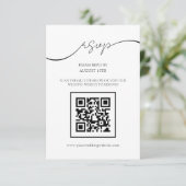 Moderne elegante Script QR Code Wedding RSVP Card Begleitkarte (Stehend Vorderseite)