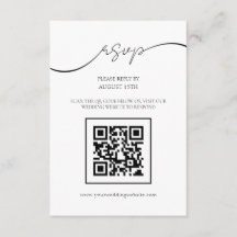 Moderne elegante Script QR Code Wedding RSVP Card