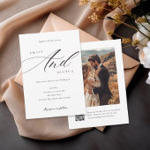 Moderne, elegante Script QR Foto Wedding Einladung