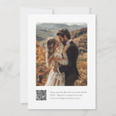 Moderne, elegante Script QR Foto Wedding Einladung (Rückseite)