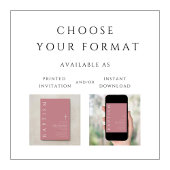 Moderne elegante Script-Rosa Girls Taufe Einladung