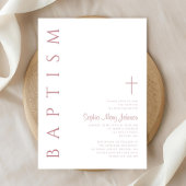 Moderne elegante Script-Rosa Girls Taufe Einladung