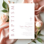 Moderne elegante Script-Rosa Girls Taufe Einladung