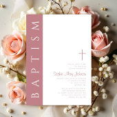 Moderne elegante Script-Rosa Girls Taufe Einladung