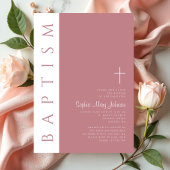 Moderne elegante Script-Rosa-Taufe Einladung