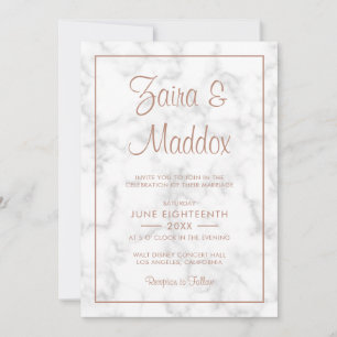Moderne, elegante Script-Rose Goldmedaille Hochzei Einladung
