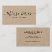 Moderne elegante Script Rustic Kraft Business Card Visitenkarte (Vorne/Hinten)