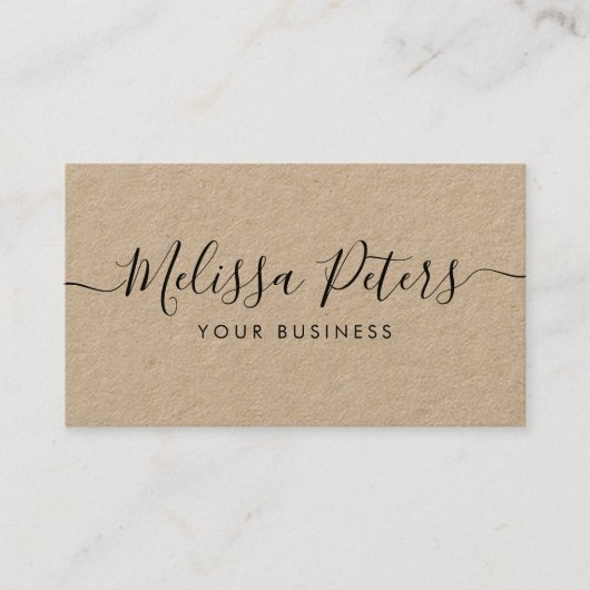 Moderne elegante Script Rustic Kraft Business Card Visitenkarte (Vorderseite)
