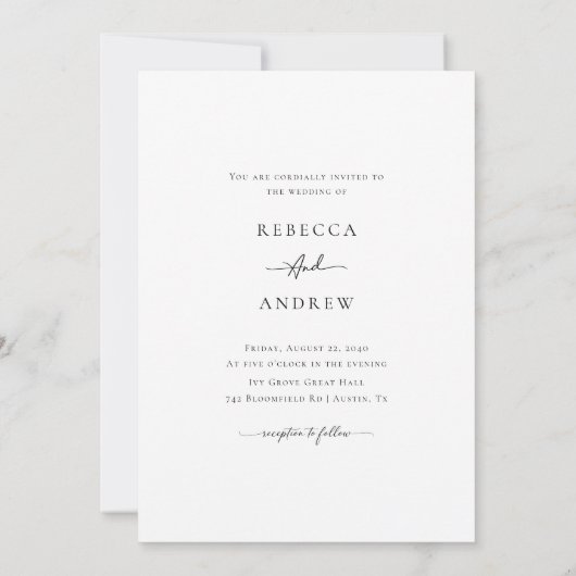 Moderne, elegante Script rustikale Foto Hochzeit Einladung (Rückseite)