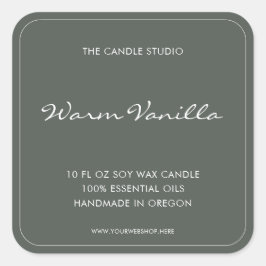 Moderne elegante Script-Sage Green Packaging Candl Quadratischer Aufkleber