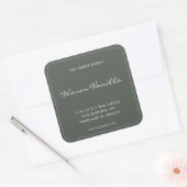 Moderne elegante Script-Sage Green Packaging Candl Quadratischer Aufkleber (Umschlag)