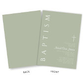 Moderne elegante Script Sage Green Taufe Einladung