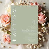 Moderne elegante Script Sage Green Taufe Einladung
