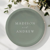 Moderne, elegante Script Sage Green Wedding Pappteller