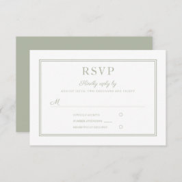 Moderne elegante Script Sage Green Wedding RSVP Ca