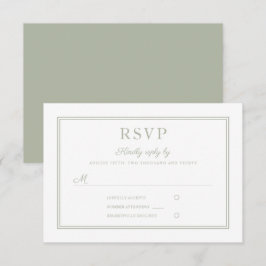 Moderne elegante Script Sage Green Wedding RSVP Ca Karte
