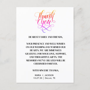 Moderne, elegante Script-Schwarz-weiße Hochzeit Postkarte
