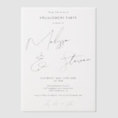 Moderne, elegante Script-Schwarz-weiße Verlobung Pergament Einladungen (Vorderseite)