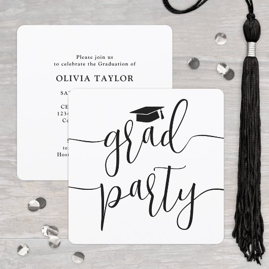Moderne, elegante Script Simple Graduation Party Einladung