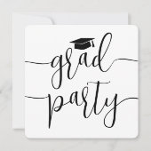 Moderne, elegante Script Simple Graduation Party Einladung (Vorderseite)