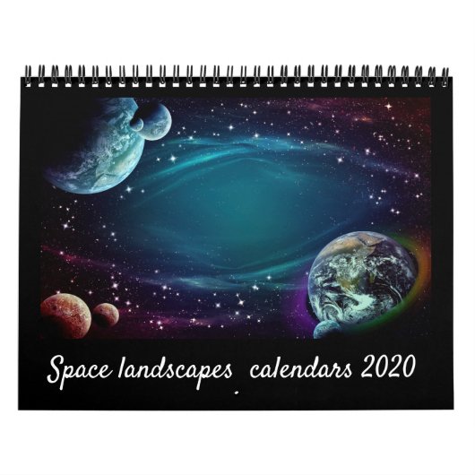 Moderne, elegante Script Space Landscape 2021 Cale Kalender (Titelbild)