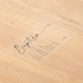 Moderne elegante Script-Taufe Acryleinladungen (Ablage )