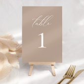 Moderne, elegante Script Taupe Wedding Tischnummer