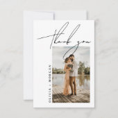 Moderne, elegante Script Typografy Foto Wedding Dankeskarte (Vorderseite)