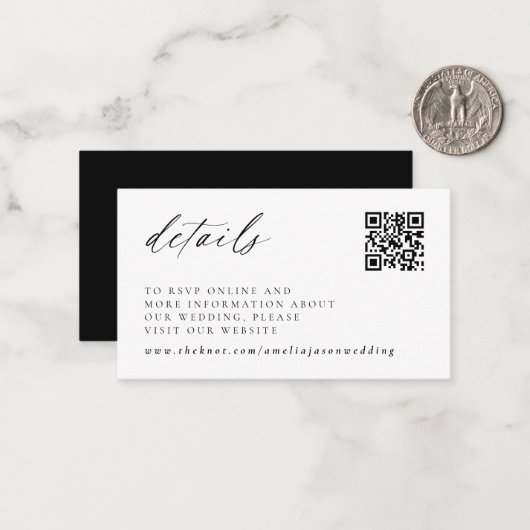 Moderne, elegante Script-Wedding-Details-Karte Mitteilungskarte (Vorderseite/Rückseite Beispiel)