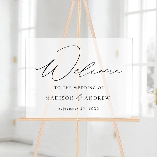 Moderne, elegante Script Wedding Willkommen Mattie Acrylschild