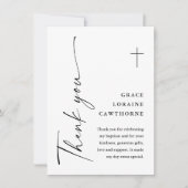 Moderne, elegante Script White Taufe Dankeskarte (Vorderseite)