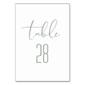 Moderne elegante Seite Grünen Hochzeitssattel Tischnummer (Vorderseite)