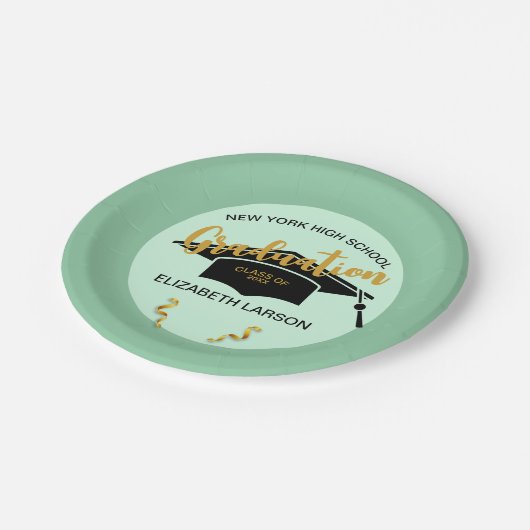 Moderne Elegante Senior Golden Black Pappteller (Schrägansicht)