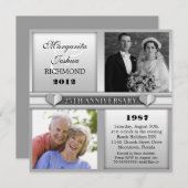 Moderne elegante Silber 25-Jubiläumseinladungen Einladung (Vorne/Hinten)