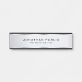 Moderne, elegante Silber anpassbare Vorlage Türschild (Vorderseite )