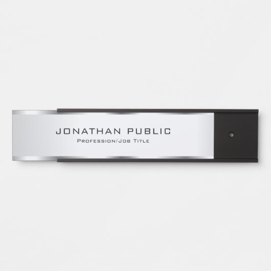 Moderne, elegante Silber anpassbare Vorlage Türschild (Vorderseite )