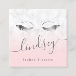 Moderne, elegante, silberfarbene Marmor-Rosa-Leine Quadratische Visitenkarte