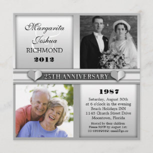 moderne elegante silberne 25 Hochzeitseinladungen Einladung
