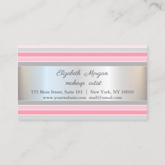 Moderne elegante, silberne, gestreifte Treuekarte (Rückseite)