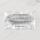 Moderne, elegante silberne Glitzer Marmortreppe Visitenkarte (Rückseite)