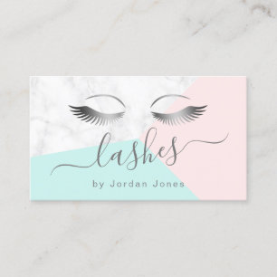 Moderne elegante silberne Marmor-Pink-Minze-Leinen Visitenkarte