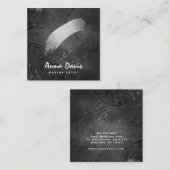 Moderne elegante silberne Pinselstriche Quadratische Visitenkarte (Vorne/Hinten)