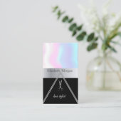 Moderne, elegante Silberschere, holografisch Visitenkarte (Stehend Vorderseite)