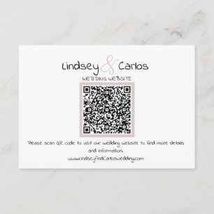 Moderne elegante Silhouette Brautkleid QR-Code Begleitkarte