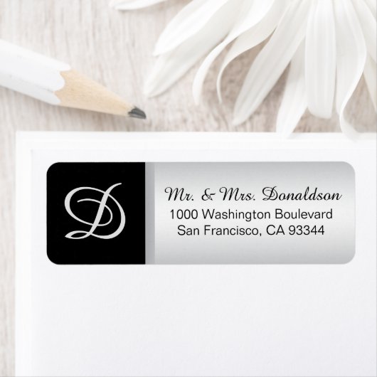 Moderne elegante Silver Black Monogram Initials (Insitu)