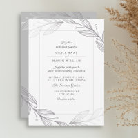Moderne elegante Silver Botanical Blätter Wedding
