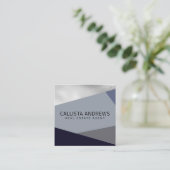 Moderne elegante Silver Dusty Navy Blue Geometric Quadratische Visitenkarte (Stehend Vorderseite)