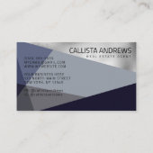 Moderne elegante Silver Dusty Navy Blue Geometric Visitenkarte (Rückseite)