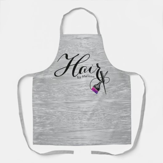 Moderne Elegante Silver Foil Haar Stylist Schürze (Vorderseite)